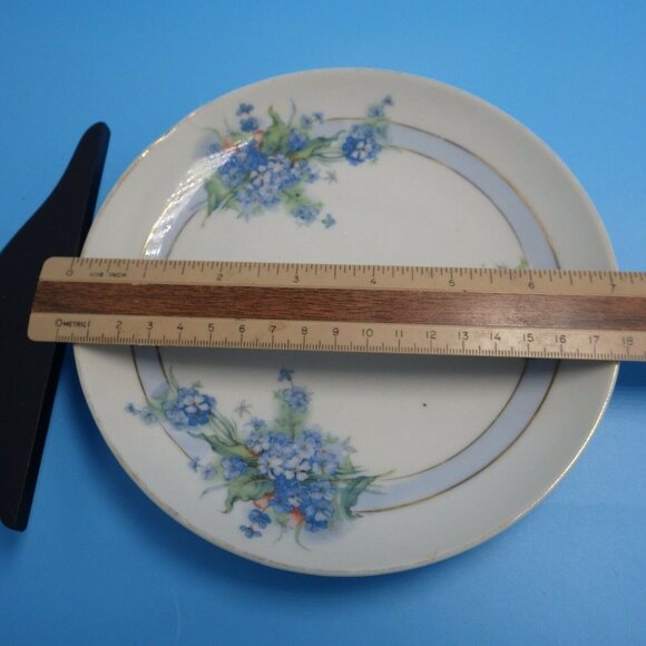 Nagoya Shofu Nippon Plate Forget Me Not Blue Dessert Gold Trim Spring Easter 7 i - Picture 3 of 5